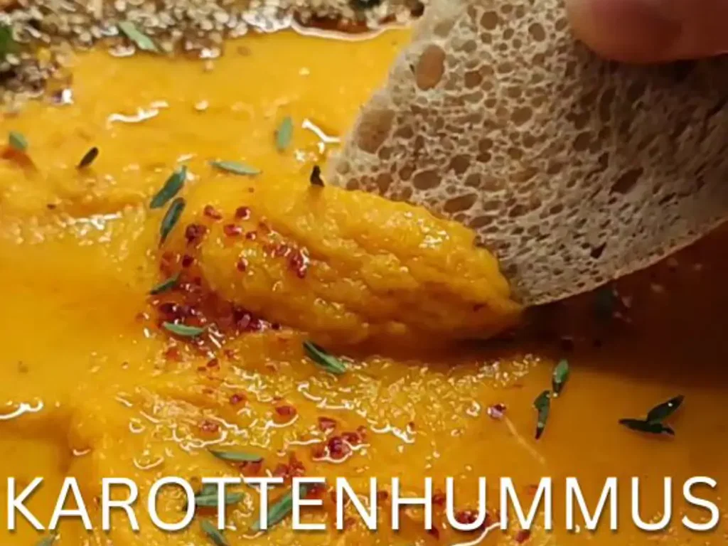 Karottenhummus mit Geflügelfond