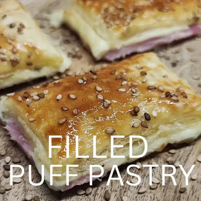 Gefüllter Blätterteig mit Käse und Schinken