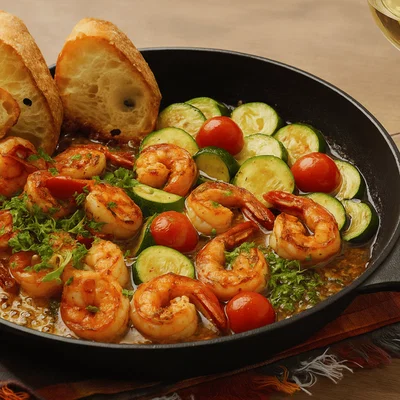 Scharfe Shrimps-Pfanne (malsati-Style Shrimps-Pfanne)