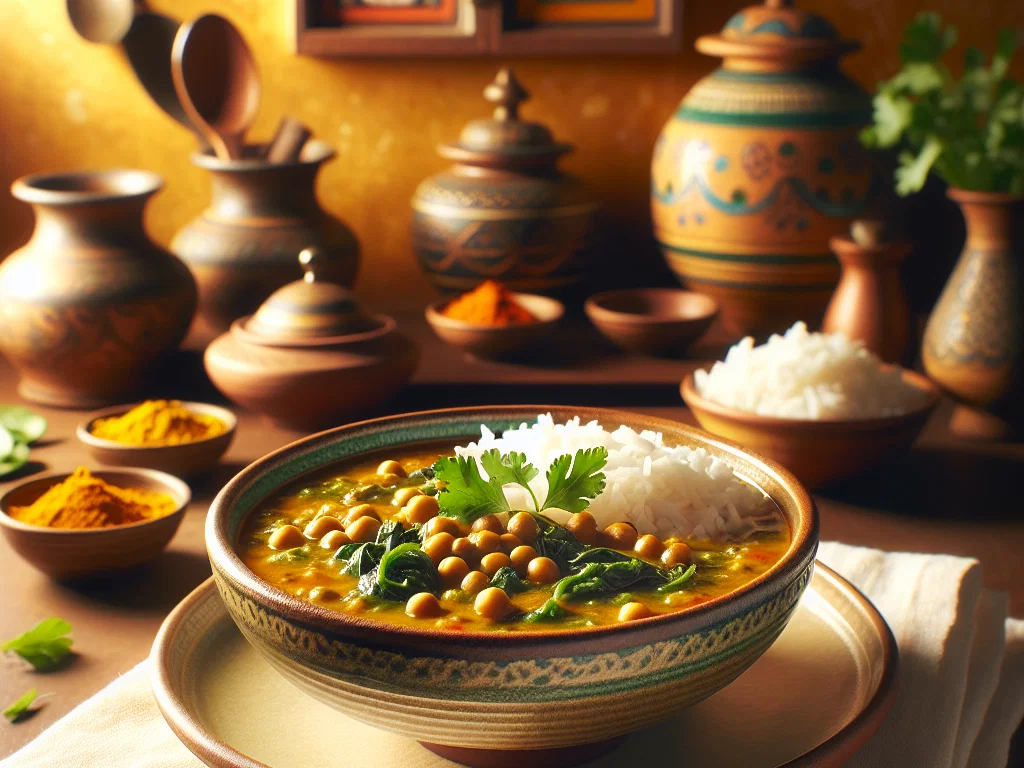 Sambar mit Linsen und Spinat