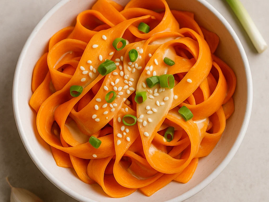 Karotten-Ribbon-Salat mit Zitronen-Tahini-Dressing