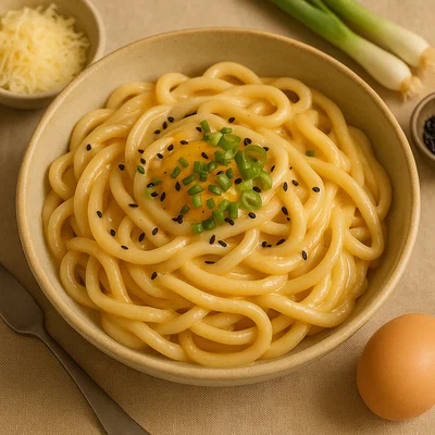 Miso Carbonara mit Udon-Nudeln