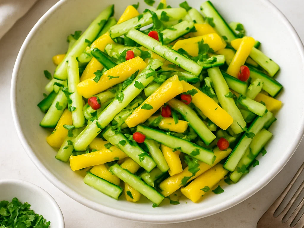 Erfrischender Gurkensalat mit Mango