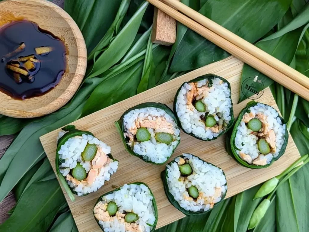 Bärlauch-Spargel-Lachs Sushi
