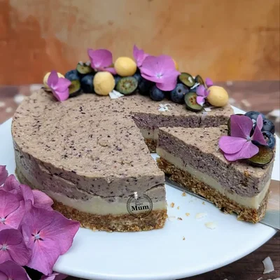 Raw Veganer Nobake Blaubeerkuchen