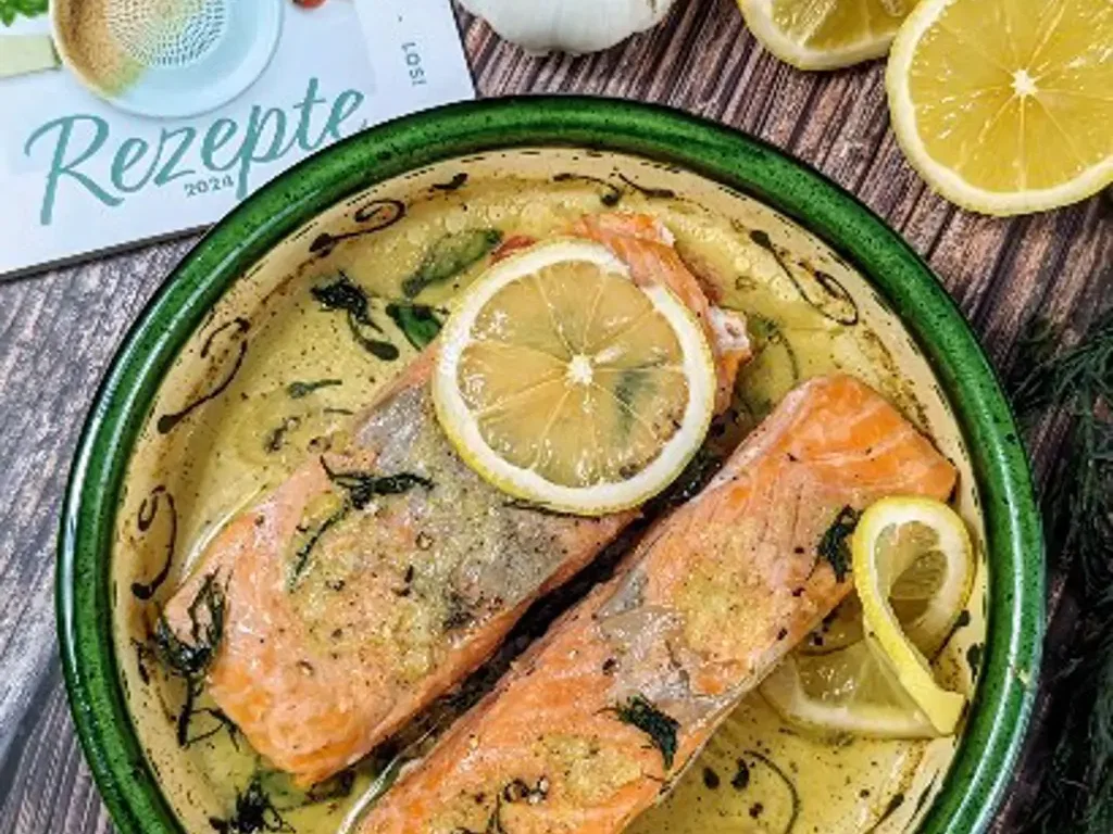 Leckerer Ofenlachs mit Zitrone und Dill
