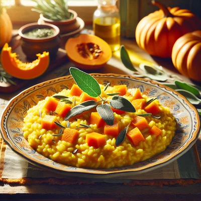 Kürbis-Orangen-Risotto mit Salbei