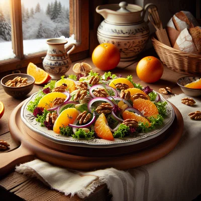 Winterlicher Orangen-Feldsalat mit Walnüssen