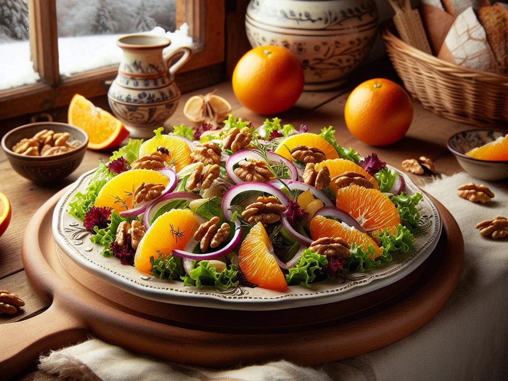 Winterlicher Orangen-Feldsalat mit Walnüssen