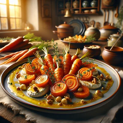 Ofengeröstete Karotten mit Orangenglasur und Ziegenkäse