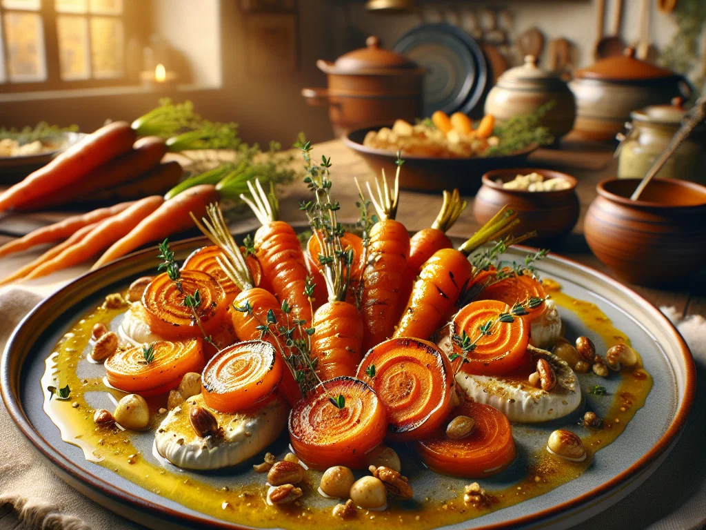 Ofengeröstete Karotten mit Orangenglasur und Ziegenkäse