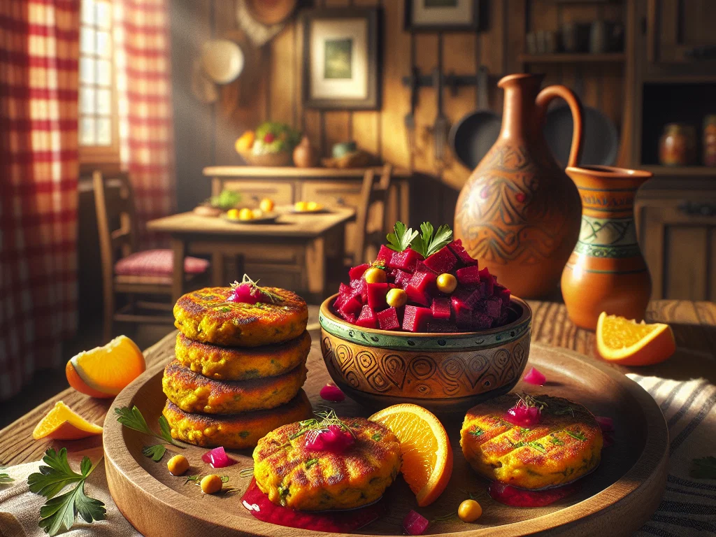Orangen-Kichererbsen-Bratlinge mit Rote-Beete-Salsa