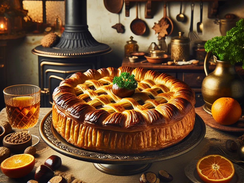 Orangen-Maronen-Pastete mit knuspriger Blätterteigdecke