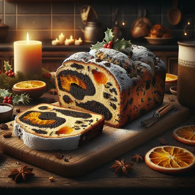 Mohnstollen mit Orangeat