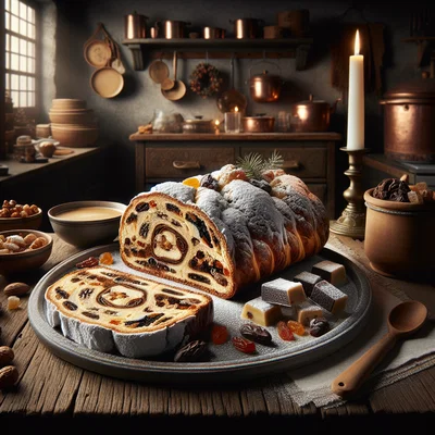 Schokoladen-Marzipan-Stollen
