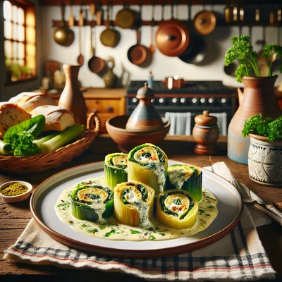 Gefüllte Lauchröllchen mit Ricotta und Spinat