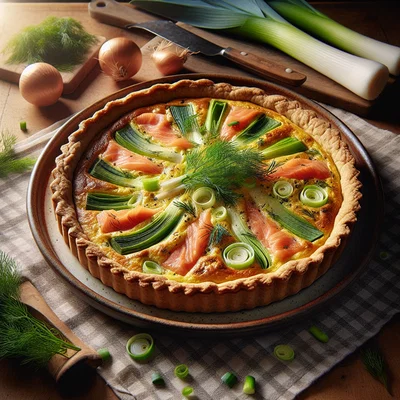 Lauchquiche mit Räucherlachs und Dill
