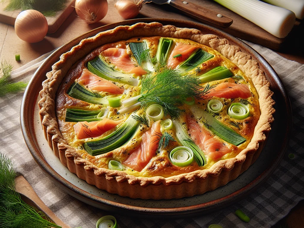 Lauchquiche mit Räucherlachs und Dill