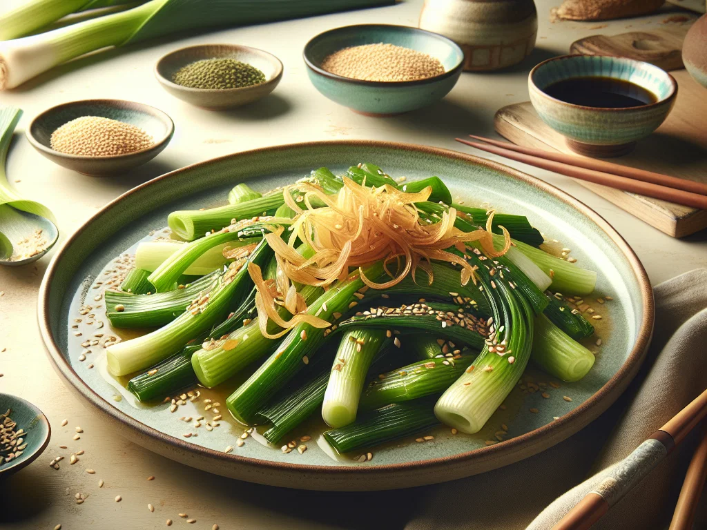 Asiatisches Lauchgemüse mit Sesam und Ingwer