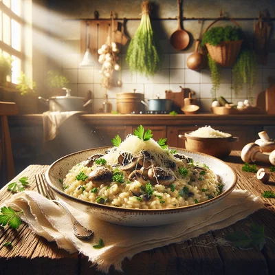 Cremiges Lauch-Pilz-Risotto mit Parmesan