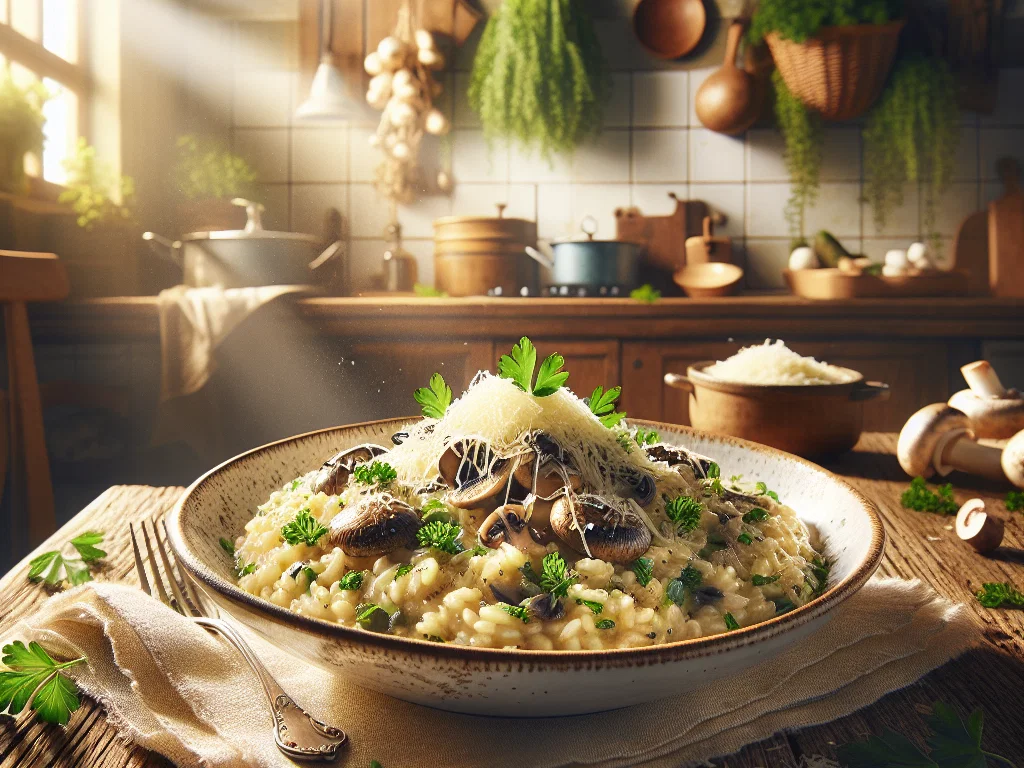 Cremiges Lauch-Pilz-Risotto mit Parmesan