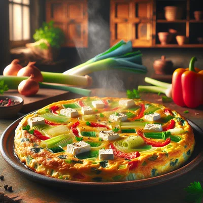 Lauch-Frittata mit Feta und Paprika