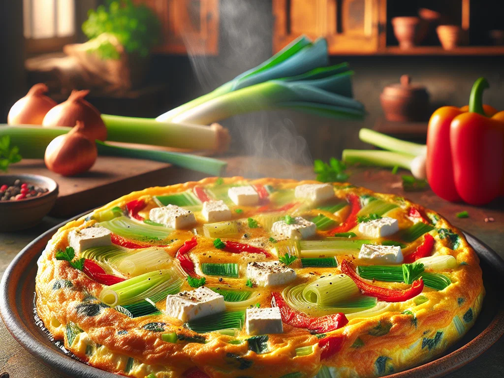 Lauch-Frittata mit Feta und Paprika