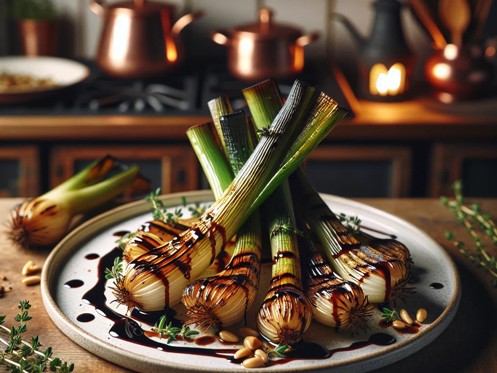 Gegrillter Lauch mit Balsamico-Reduktion