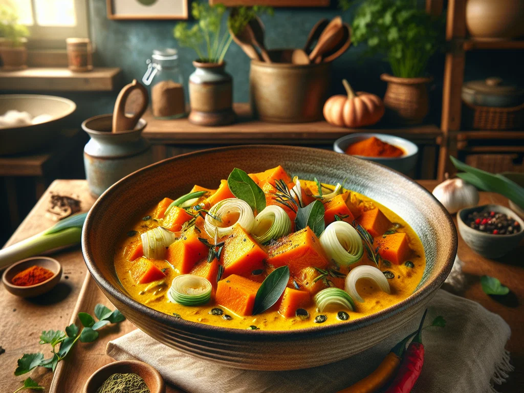 Kürbis-Lauch-Curry mit Kokosmilch