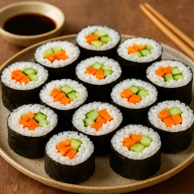 Karotten-Gurken-Sushi-Rollen