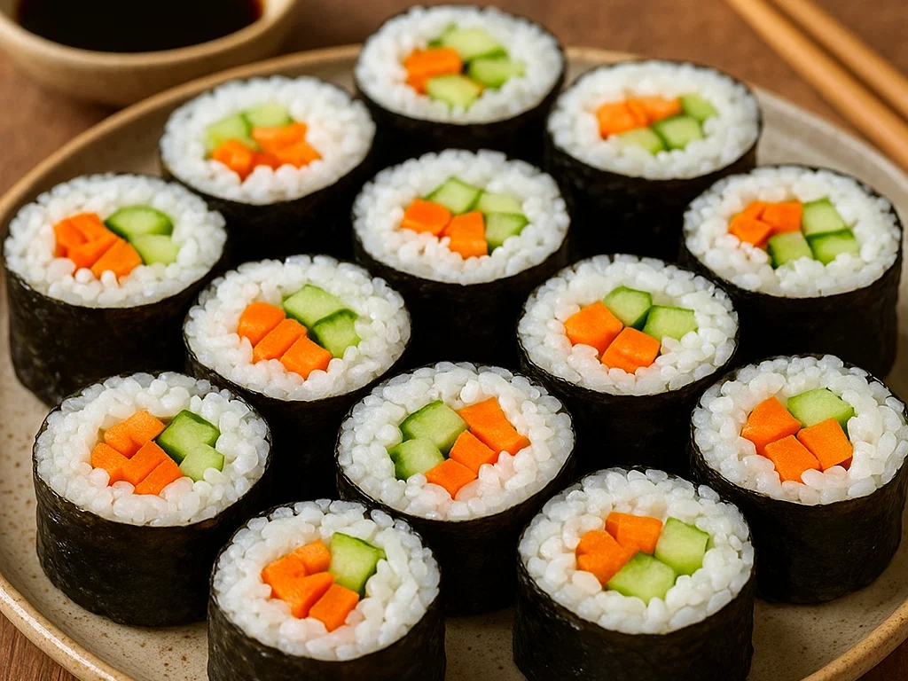 Karotten-Gurken-Sushi-Rollen