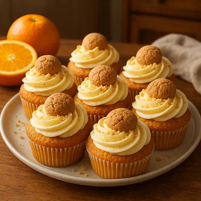 Orangen-Amaretti-Cupcakes