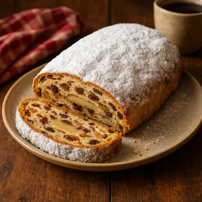 Klassischer Dresdner Christstollen mit Marzipan