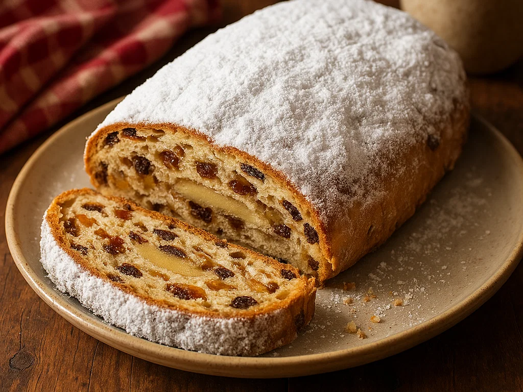 Klassischer Dresdner Christstollen mit Marzipan