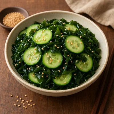 Klassischer Wakame-Gurkensalat mit Sesam-Dressing