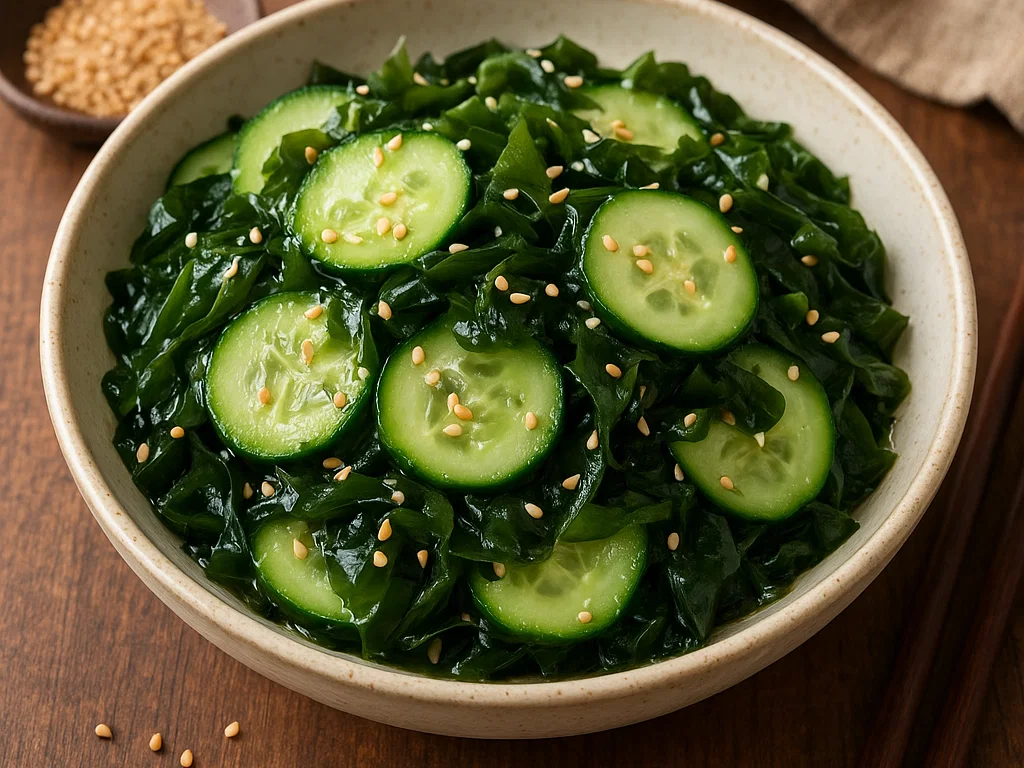Klassischer Wakame-Gurkensalat mit Sesam-Dressing