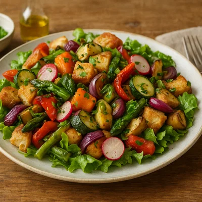 Frühlings-Panzanella mit Röstgemüse
