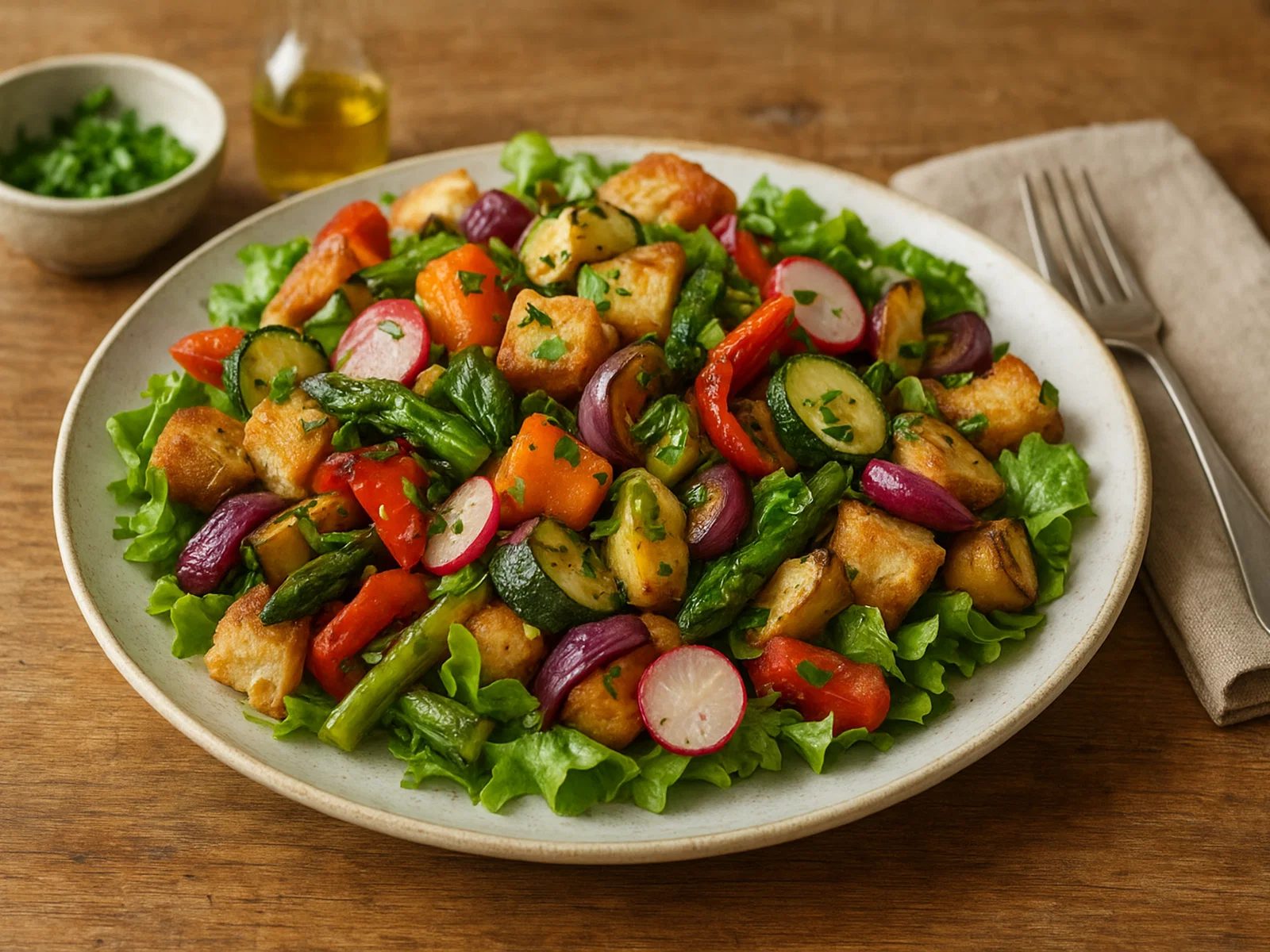 Frühlings-Panzanella mit Röstgemüse