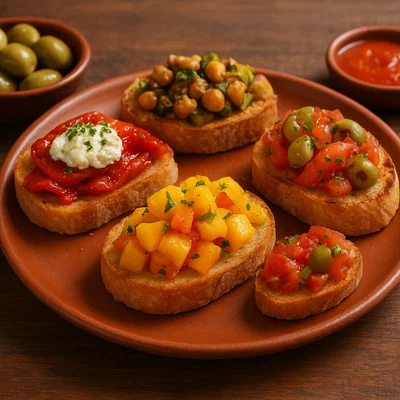 Vegetarisches spanische Tapas mit Mango