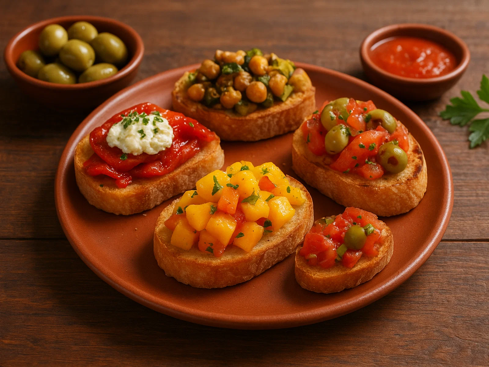 Vegetarisches spanische Tapas mit Mango