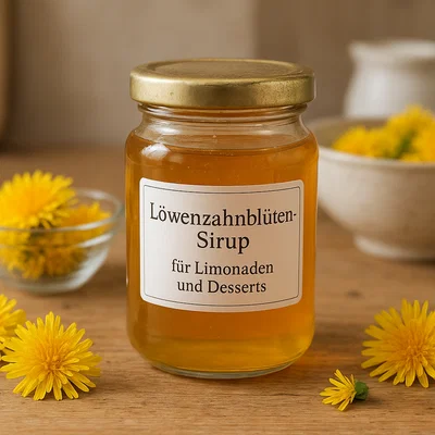 Löwenzahnblüten-Sirup für Limonaden und Desserts