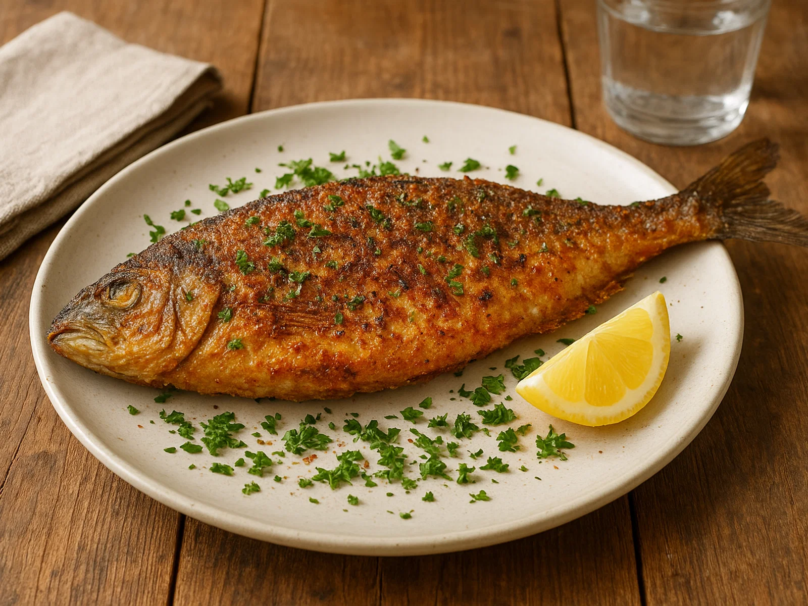 Knusprig gebratener Fisch mit Zitronen-Kräuter-Aroma
