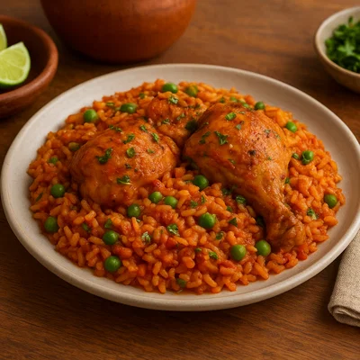 Klassisches Arroz con Pollo (lateinamerikanischer Huhn-Reis-Eintopf)
