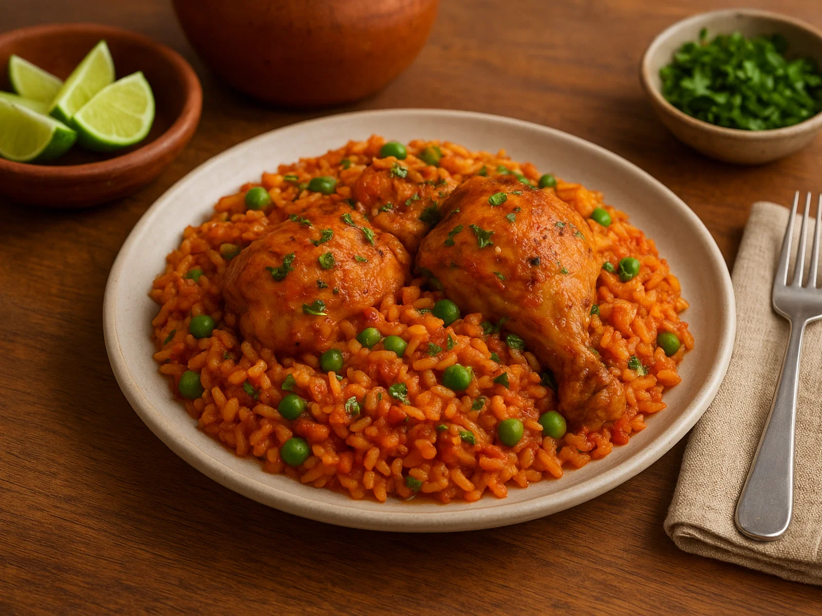 Klassisches Arroz con Pollo (lateinamerikanischer Huhn-Reis-Eintopf)