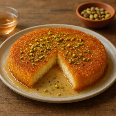 Knafeh mit Käsefüllung und Rosenwasser-Sirup