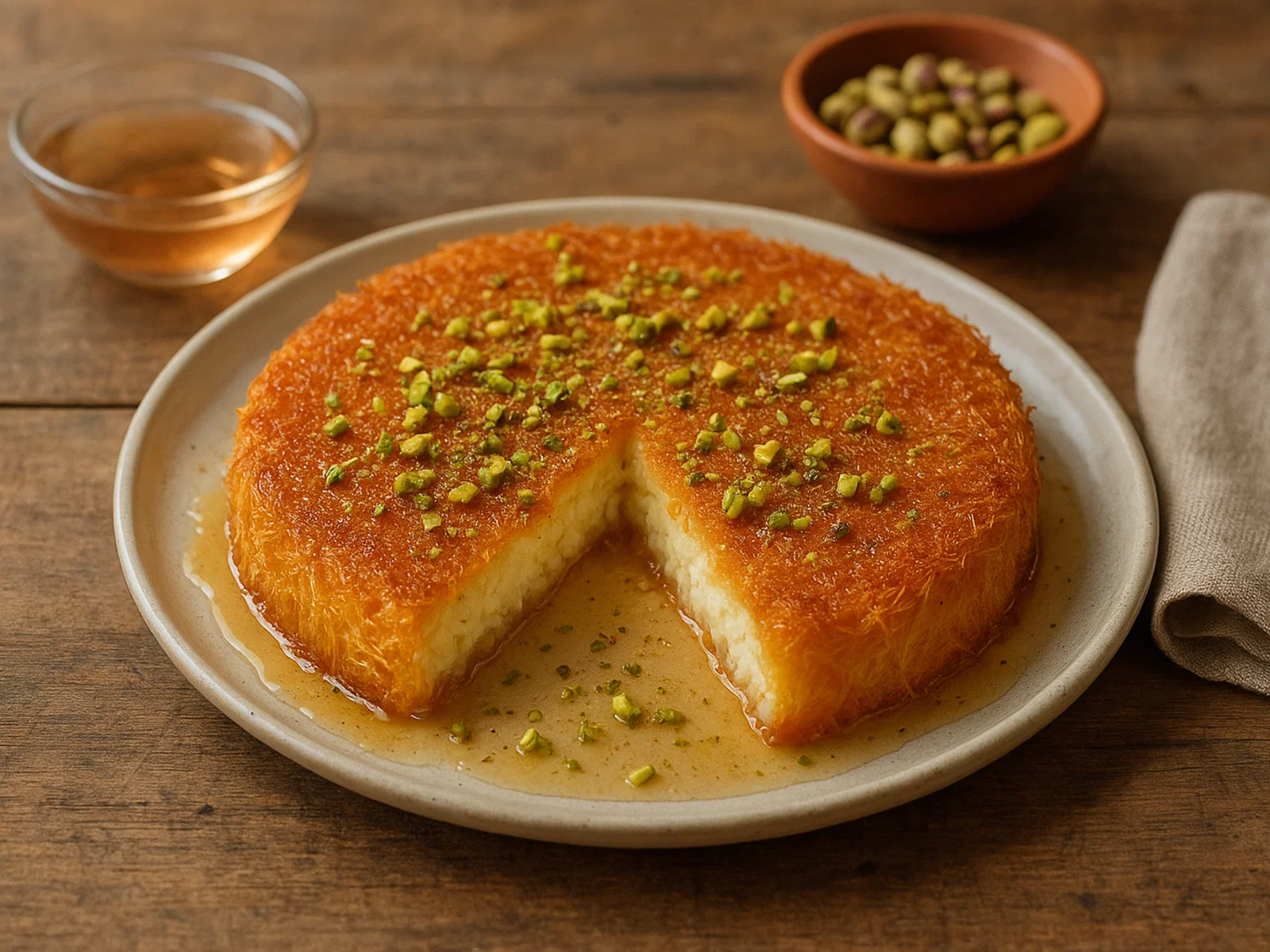 Knafeh mit Käsefüllung und Rosenwasser-Sirup