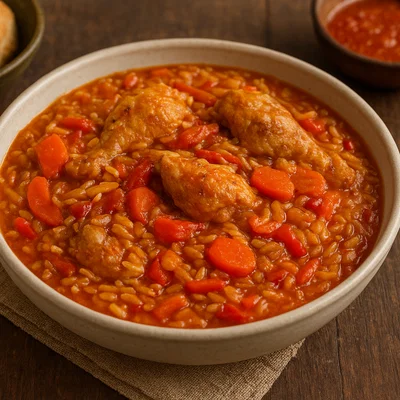 Riz Gras – Würziger Hähnchen-Reis-Eintopf aus Burkina Faso