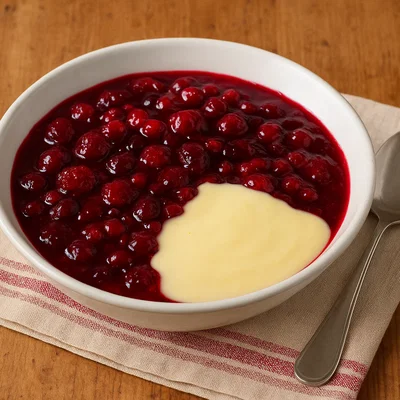 Klassische Rote Grütze mit Vanillesoße