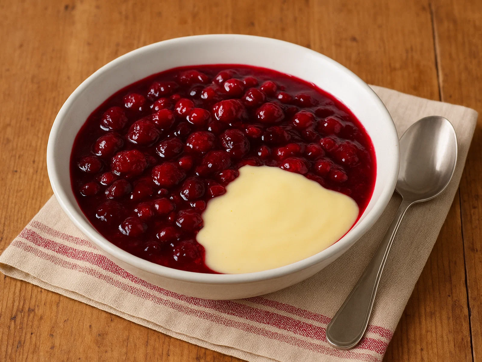 Klassische Rote Grütze mit Vanillesoße