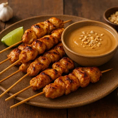 Hähnchen-Satay mit cremiger Erdnusssauce